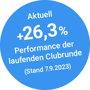 +26,3 % Performance der laufenden Clubrunde (Stand 7.9.2023)